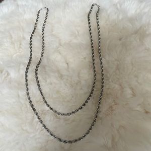 NWT VINTAGE PARK LANE SILVER 40” TWISTED ROPE CHAIN